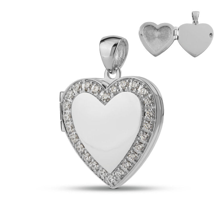 Glanzend zilveren assieraad hanger met zirkonia steentjes