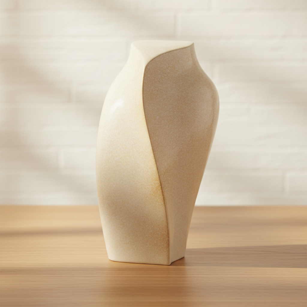 Keramische kunst urn Heart to Heart in warme beige kleur
