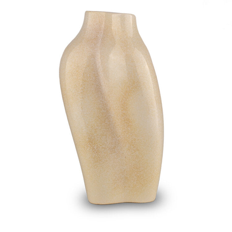 Keramische kunst urn Heart to Heart in warme beige kleur
