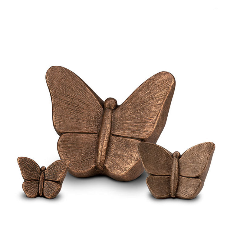 Keramische mini urn Mariposa met bronzen vlindermotief