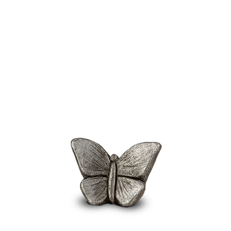 Keramische keepsake urn Mariposa met zilverkleurige vlinderdetails