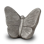 Keramische kunst urn Mariposa met zilverkleurige vlinder