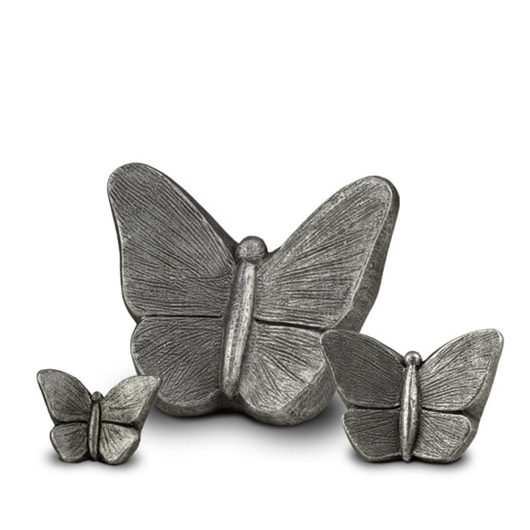 Keramische kunst urn Mariposa met zilverkleurige vlinder