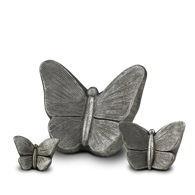 Keramische mini urn Mariposa met zilverkleurige vlinderdetails