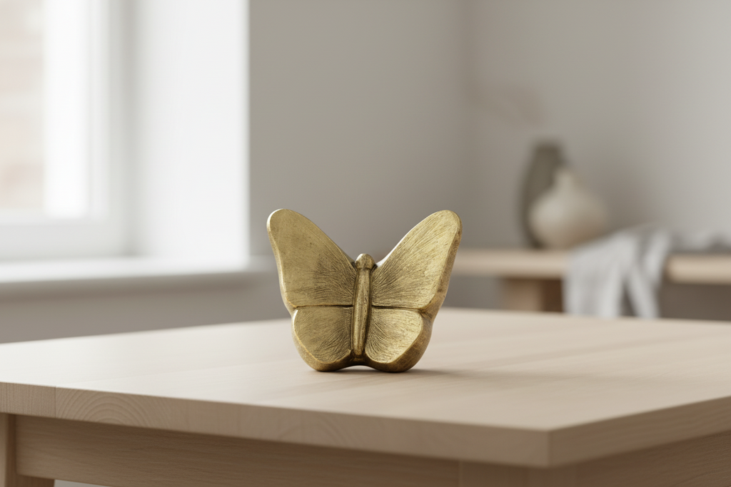 Keramische kunst urn Mariposa met bronzen vlindermotief