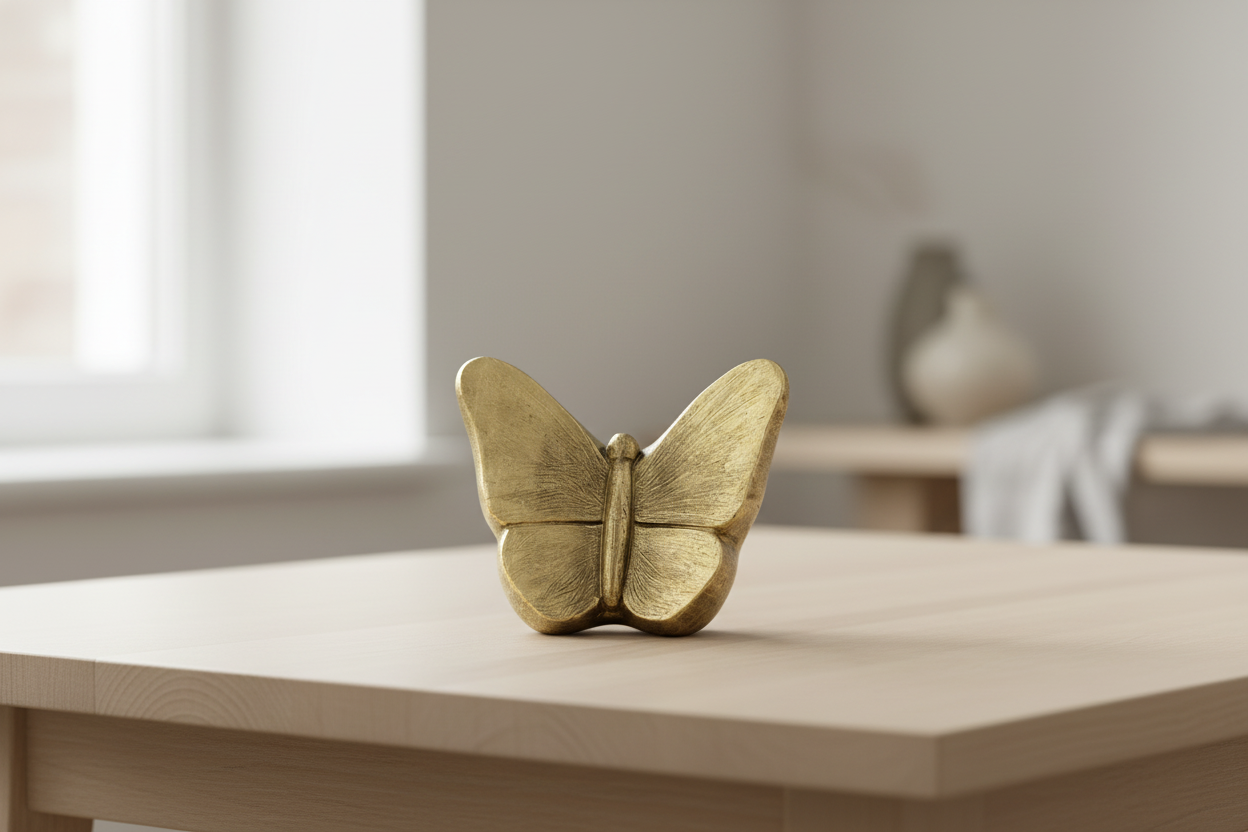 Keramische kunst urn Mariposa met bronzen vlindermotief