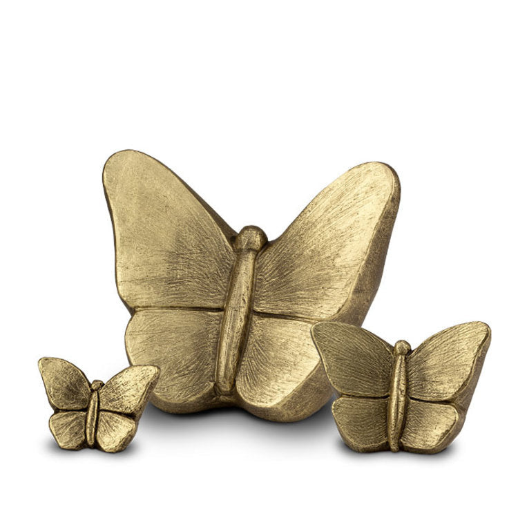 Keramische mini urn Mariposa met goudkleurige vlinderdetails