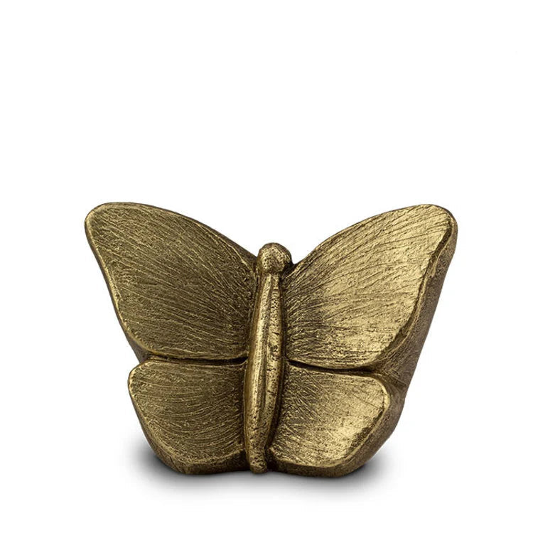 Keramische mini urn Mariposa met goudkleurige vlinderdetails