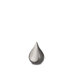 Metalen keepsake urn zilver glanzend met traanvorm