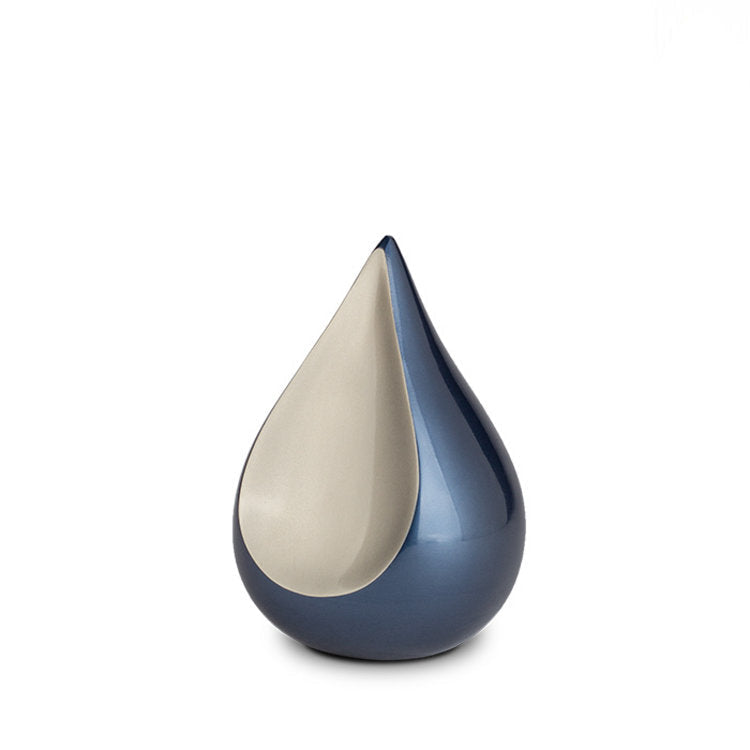 Metalen mini urn mat zilver met traanvorm