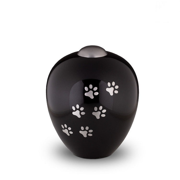 Grote metalen dierenurn Amore Onyx glans