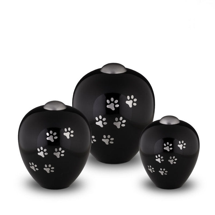Kleine metalen dierenurn Amore Onyx glans