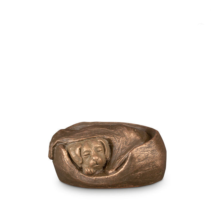 Keramiek urn Dierenurn bronskleur compact mat design