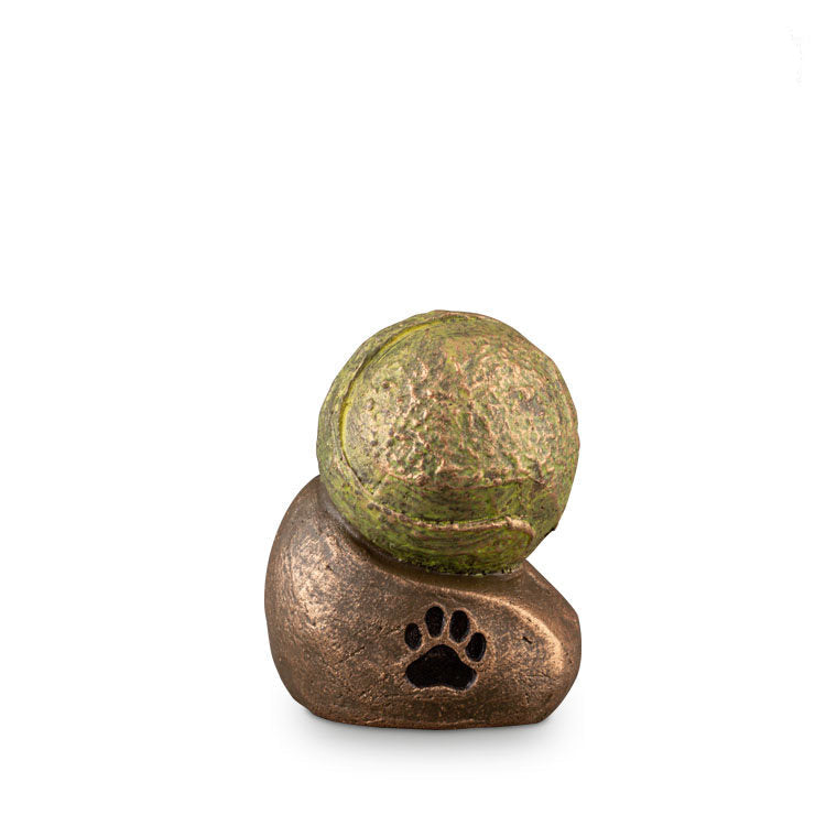 Keramiek urn Dierenurn brons en geel mat klein model