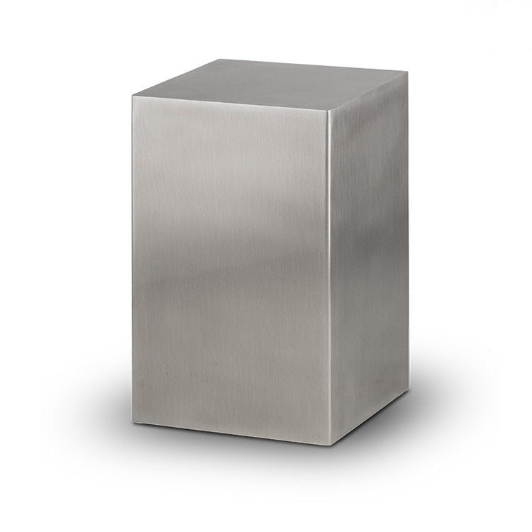 Roestvaststaal urn zilver strak Scandinavisch design duurzaam