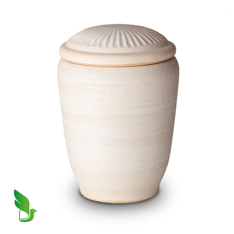 Biologische urn naturel handgemaakt met GreenLeave keurmerk duurzaam