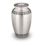 Metalen urn zilver mat, ambachtelijk en duurzaam