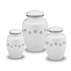 Metaal urn wit en zilver met dierenpootjes groot glanzend