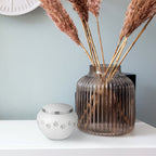 Metaal urn nachtblauw en zilver medium glanzend en ambachtelijk