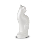 Witte metalen kattenurn glanzend met personalisatiemogelijkheid hoogwaardig ambachtelijk