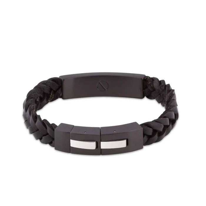 Lederen armband urn zwart zilver RVS sluiting
