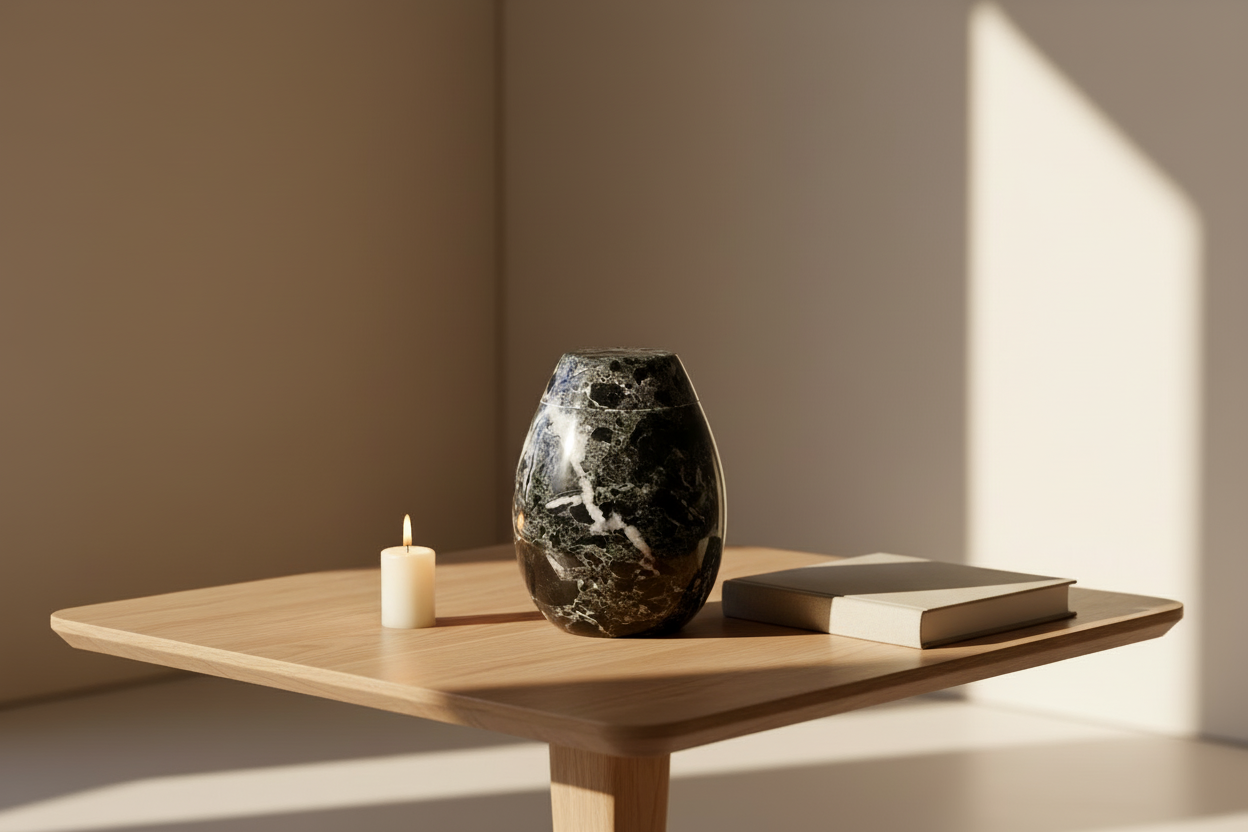 Marmeren keepsake urn natuursteen uniek patroon en karakter