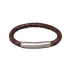 Lederen armband zwart gevlochten met zilveren sluiting met askamertje