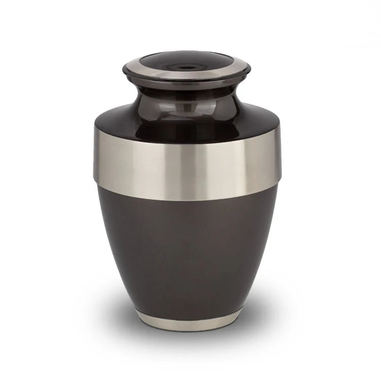 Metalen urn mat zilver met hoogwaardige afwerking
