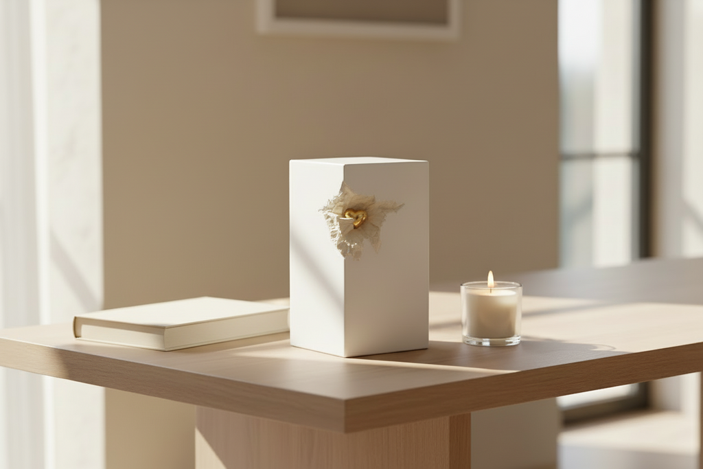 Keramische medium urn met kleurrijk design