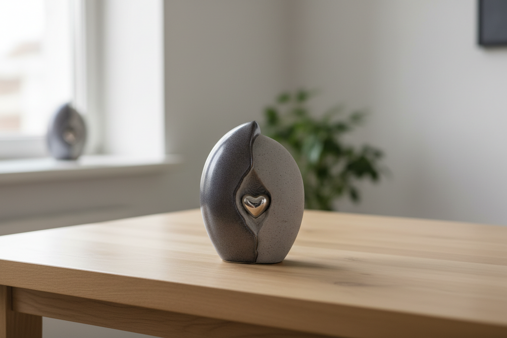 Keramische medium urn met kleurrijke afwerking