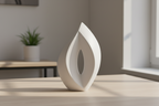 Keramische medium urn Venezia wit met mat design en elegant motief