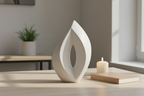 Keramische medium urn Venezia wit met mat design en elegant motief