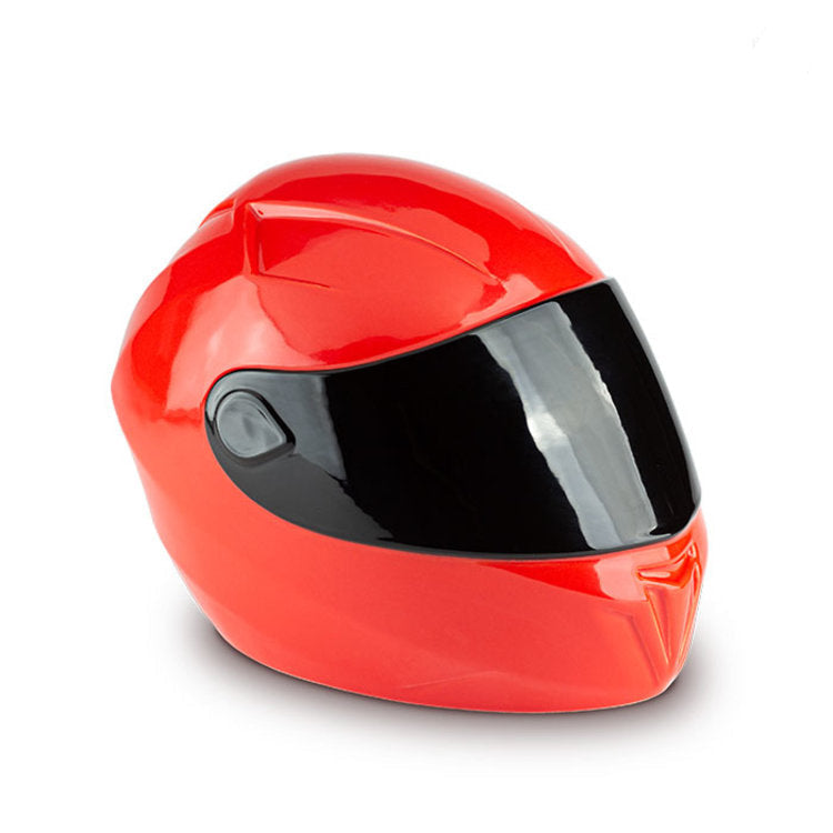 Keramische urn zwart met motorhelm vorm