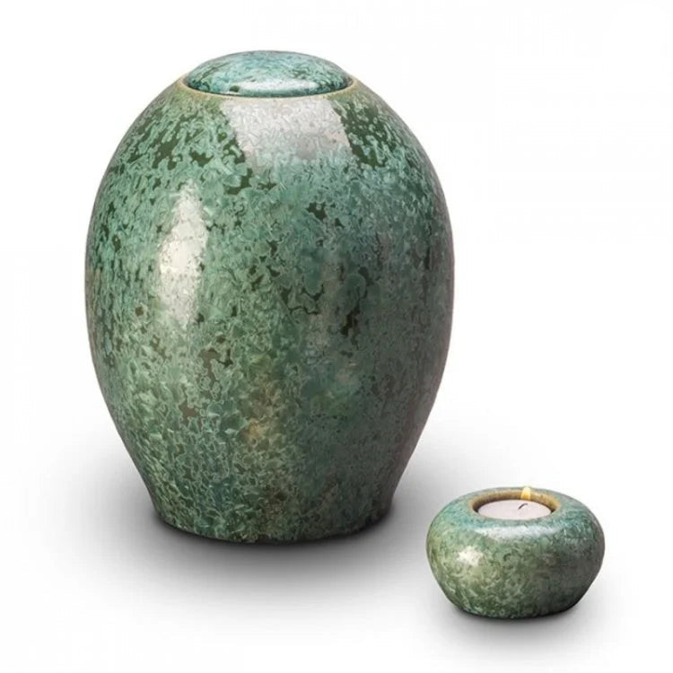 Keramische urn zwart met kristal lak afwerking