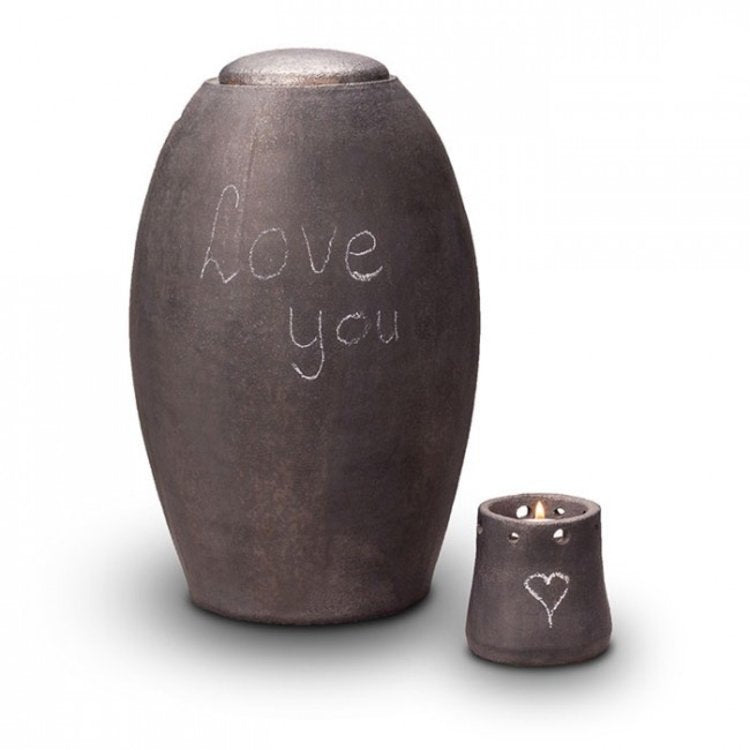 Keramische urn zwart met schrijfbare lak My Feelings