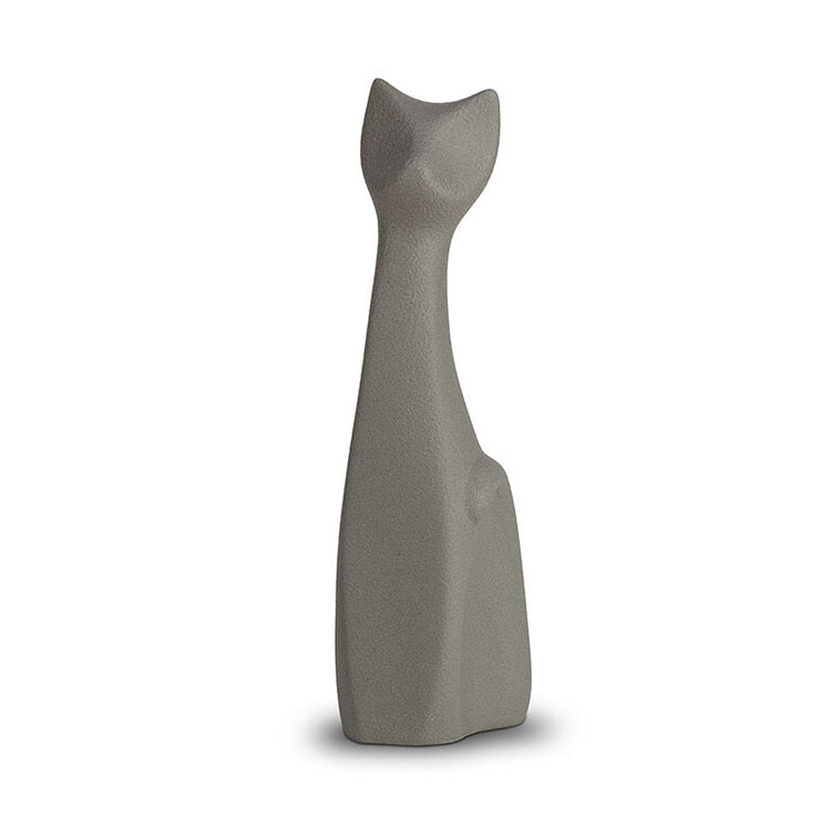 Porseleinen dierenurn abstracte donkergrijze kat modern kunstwerk