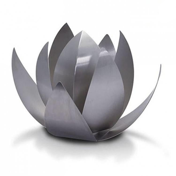 Roestvaststaal urn RVS zilver Lotus duurzaam en weerbestendig