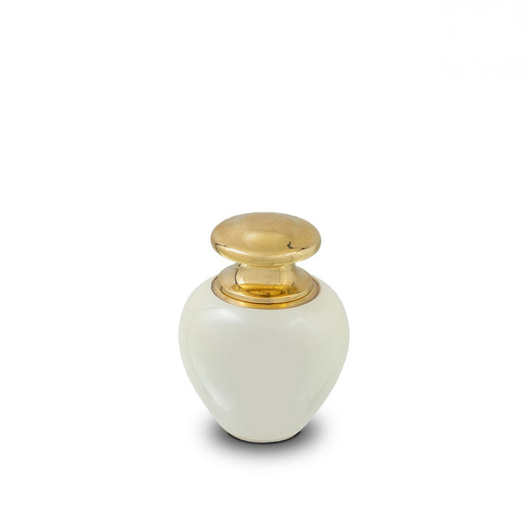Metalen keepsake urn parelmoer met glanzende afwerking