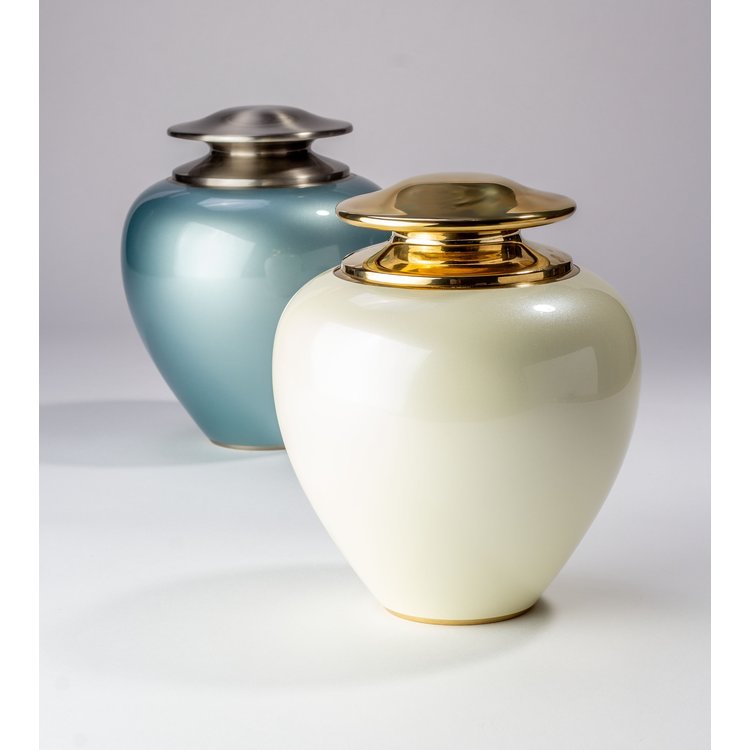 Metalen urn Satori met zilverkleurige accenten