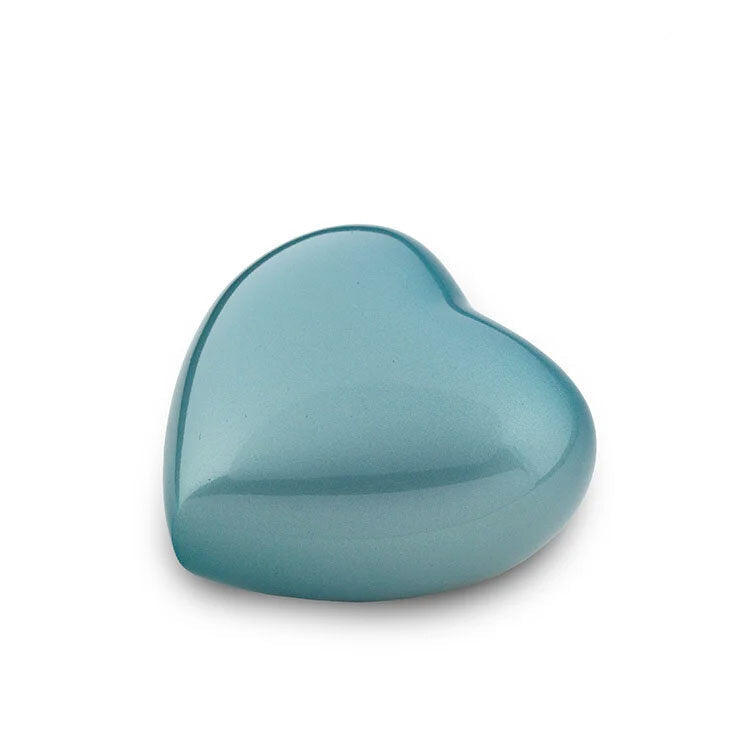 Metalen keepsake urn hartvormig Satori met blauwe parelmoer