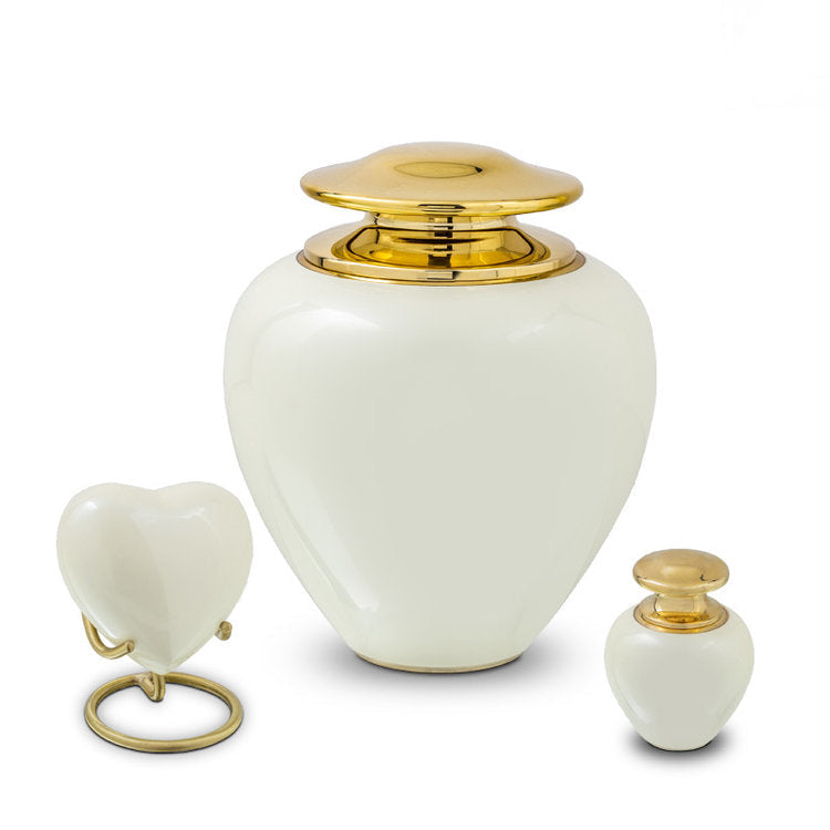 Metalen keepsake urn hartvormig Satori met parelmoer glans