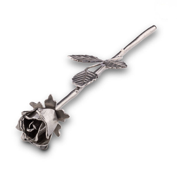 Tinnen asbeeld zilver de roos symbool van liefde en herinnering