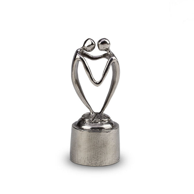 Tinnen asbeeld zilver verbonden door ons hart liefdevol symbool