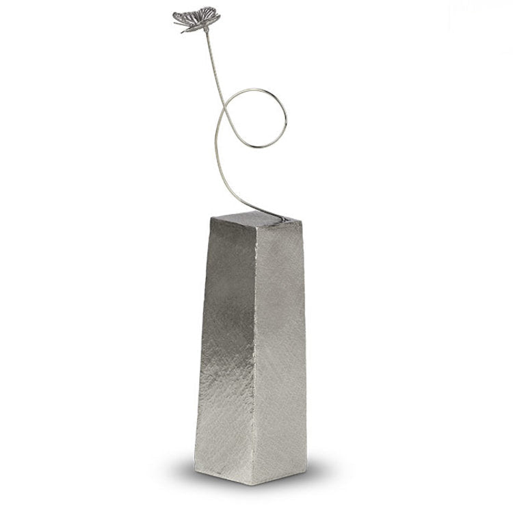 Tinnen asbeeld zilver vlinder je ziel blijft bij mij liefdevol symbool