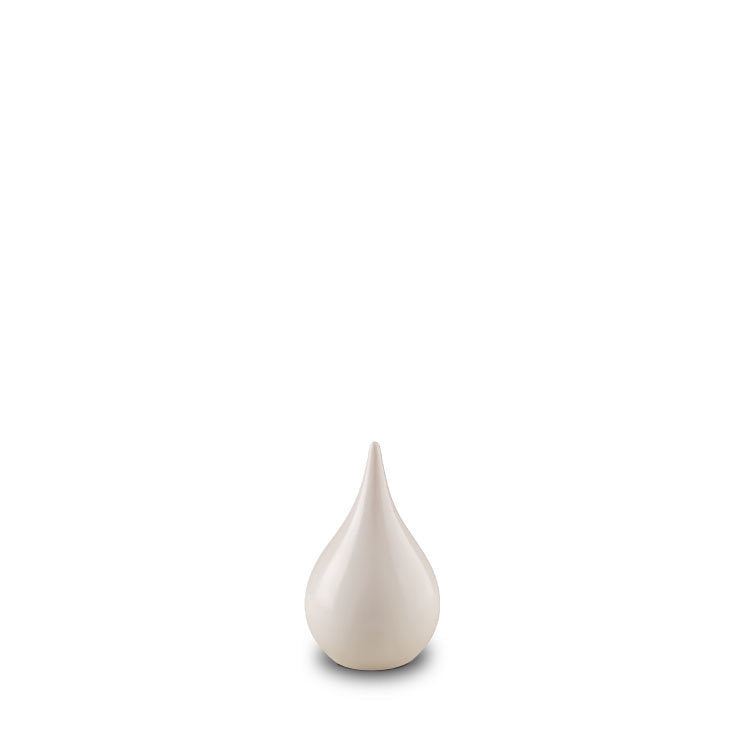 Keramische mini urn teardrop vorm blauw met glazuur